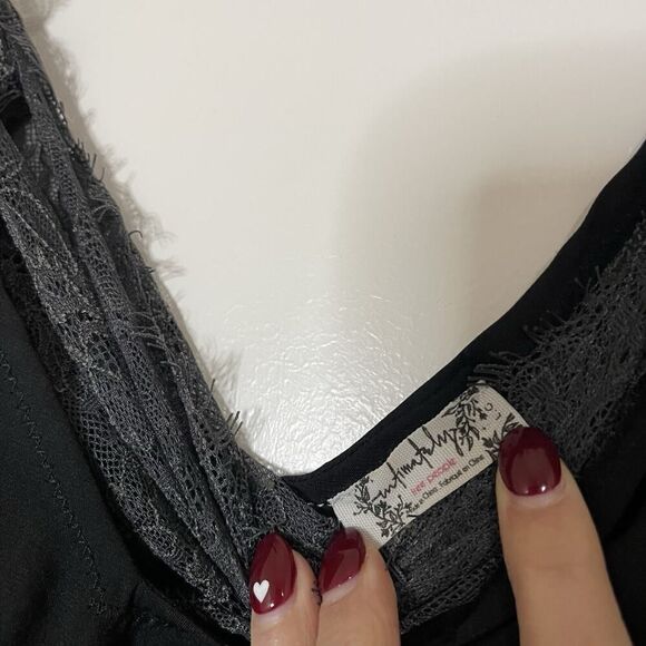 Free People Intimately Black v neck tank camisole with lace bandeau Large - Picture 2 of 7